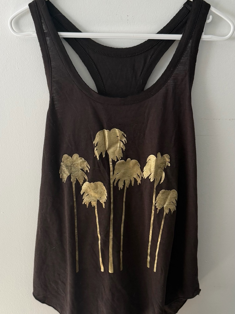 Chaser Black Racerback Tank with Metallic Gold Palm Trees